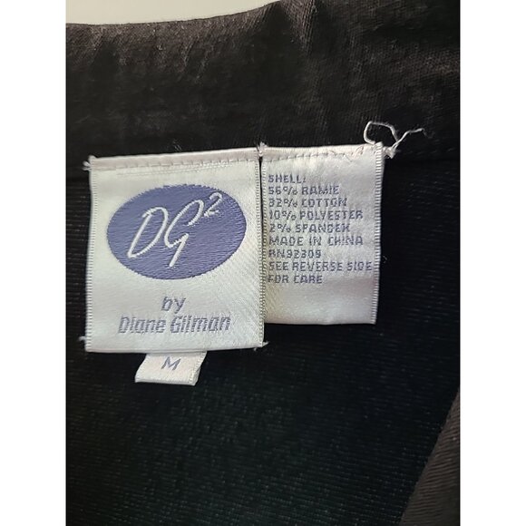 DG2 Moto Jacket M Black Denim Jean Rhinestone Trim Zippers Pockets Epaulets - Picture 12 of 16